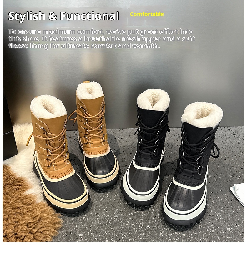 Chaussures de randonnée Zees Outdoor imperméables, antidérapantes, à lacets, pour femmes, collection hiver 2025, en cuir véritable, idéales pour la chasse au canard, résistantes au froid et chaudes._voghion.com