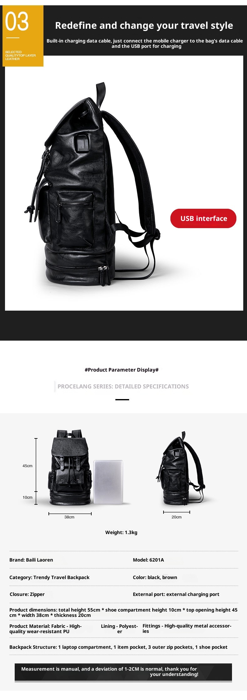 ActiveGo Trendy Business Travel Outdoor Camping Hiking Bag Large Capacity Korean Style Trekking Backpack For Men_voghion.com