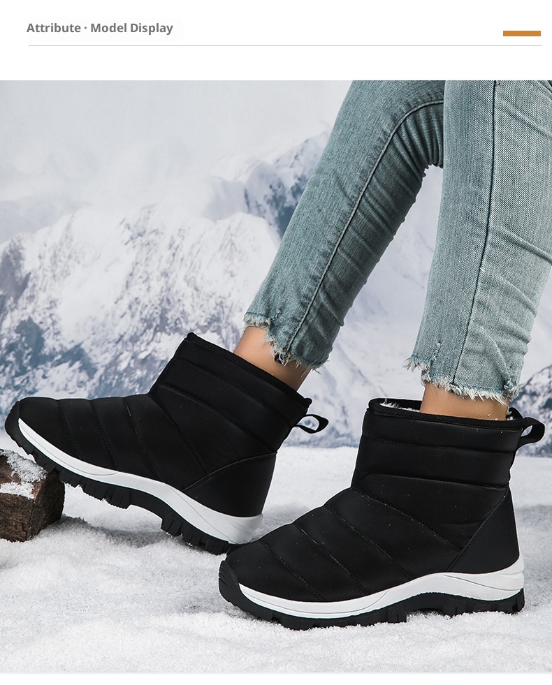 Zees Zees 2023 New Large Size Winter Fleece-Lined Warm Snow For Women Thickened Ski Cold-Proof Sports Cotton Shoes Short Boots_voghion.com