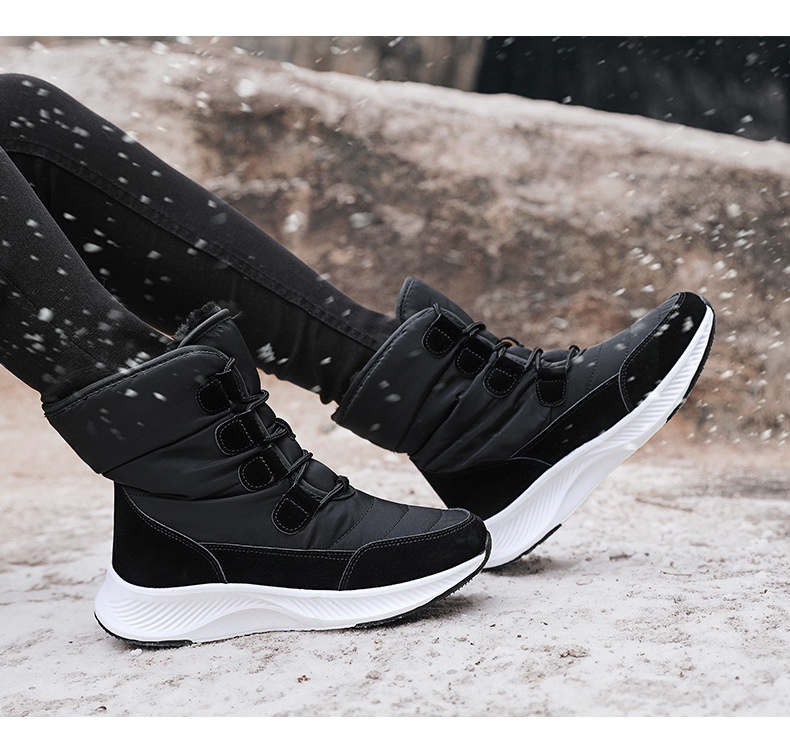 Zees 2023 Northeast Snow Botas de Esqui Femininas para Inverno, Cano Médio, Forradas com Lã e Acolchoadas, Tamanho Grande, Sola Grossa_voghion.com