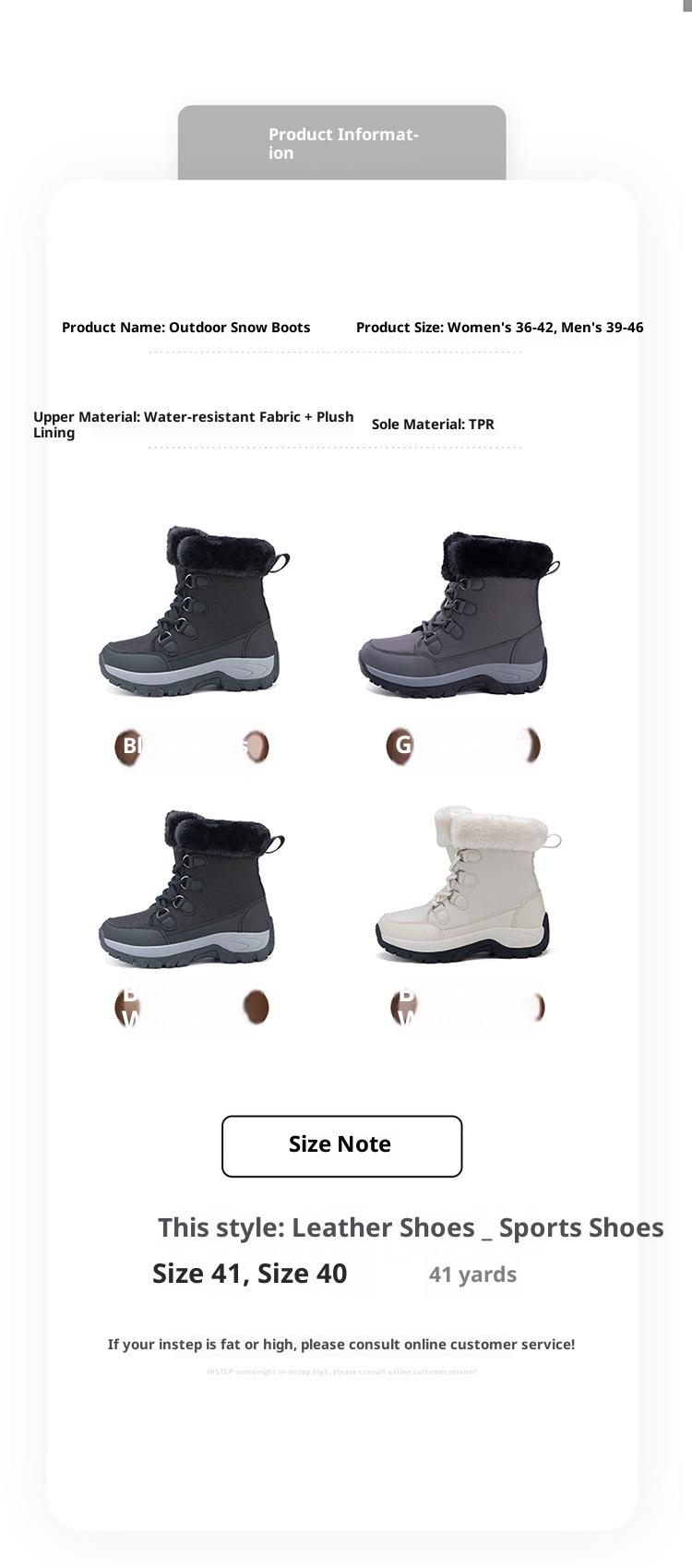 Zees Zees Foreign Trade Export Snow Men' Mid-Calf Women' Winter Fleece-Lined High-Top Warm Ski Boot Northeat Large Cotton_voghion.com