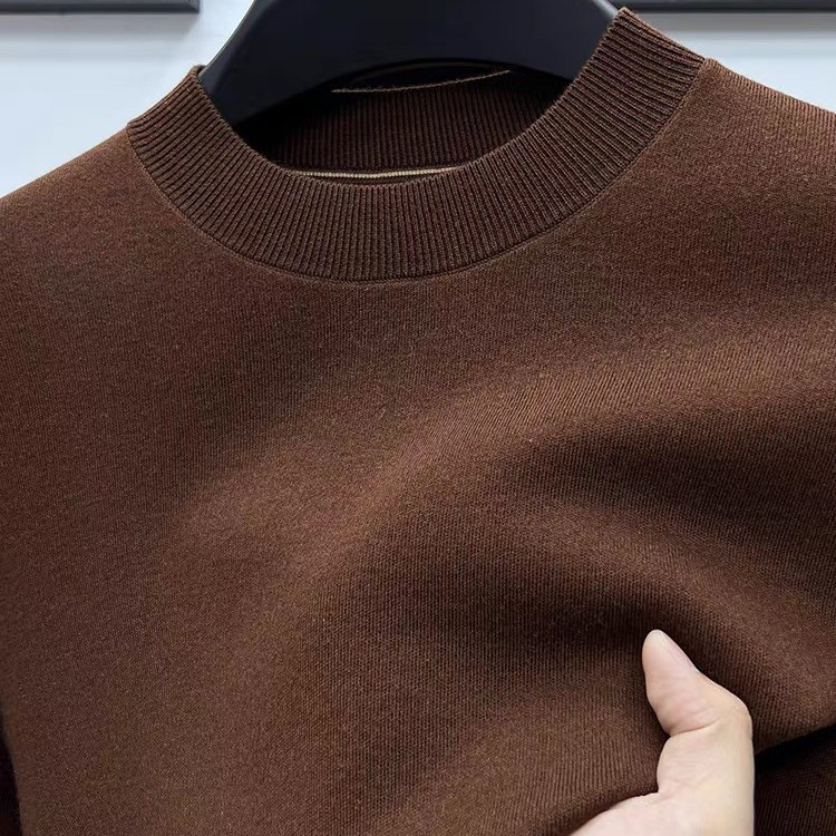 Maglione da uomo in pura lana, 100%, tinta unita, lavabile in lavatrice, girocollo, anti-pilling, con base in maglia_voghion.com