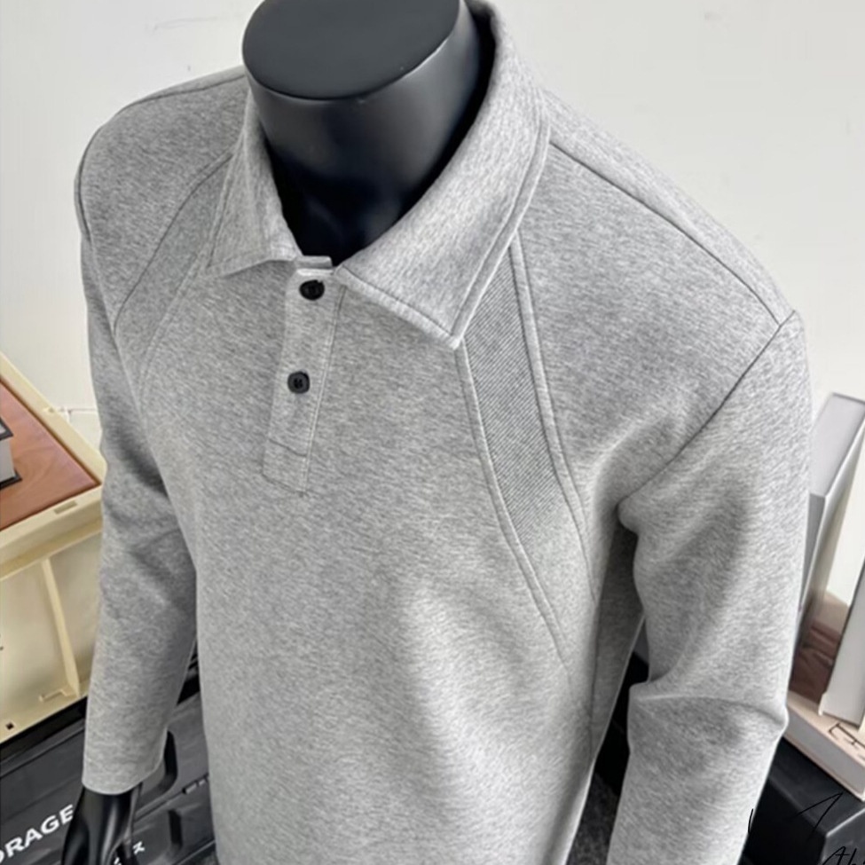 Polo patchwork rétro américain Boy pour homme, marque tendance printemps-automne, coupe ample et décontractée à manches longues_voghion.com