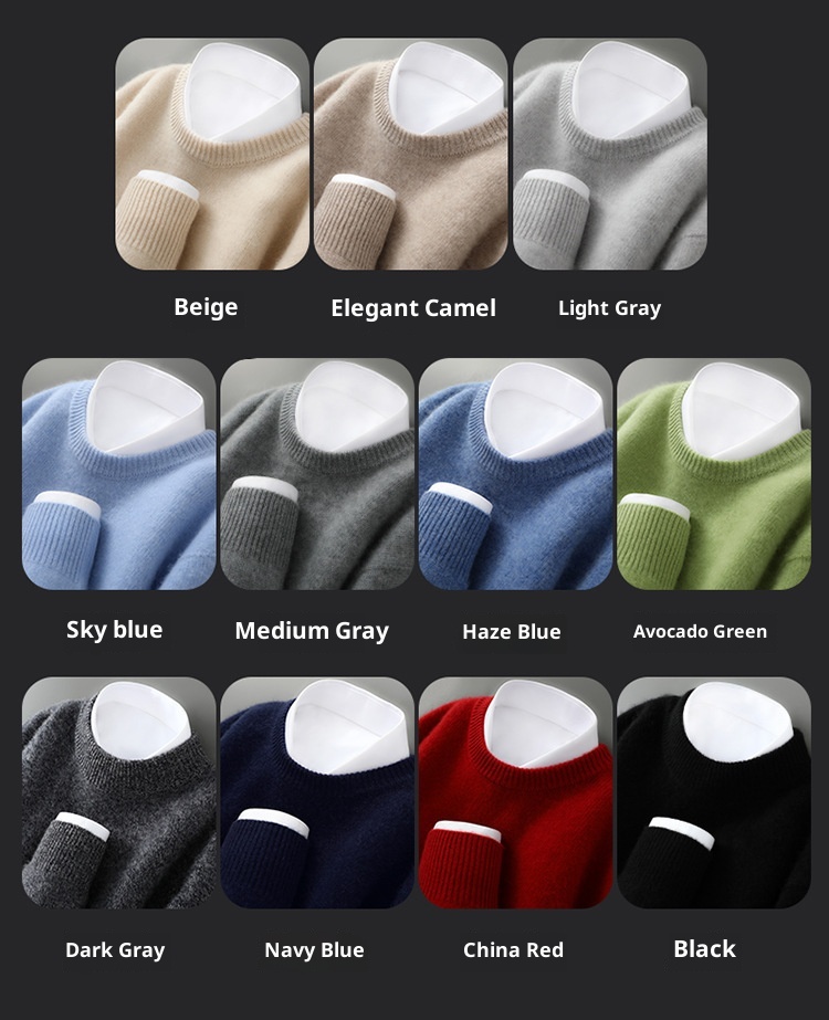 boy Boy Boy 100% Pure Wool Men's Half Turtleneck Thickened Solid Color Sweater Business Casual Loose Knitted Base Shirt Top_voghion.com