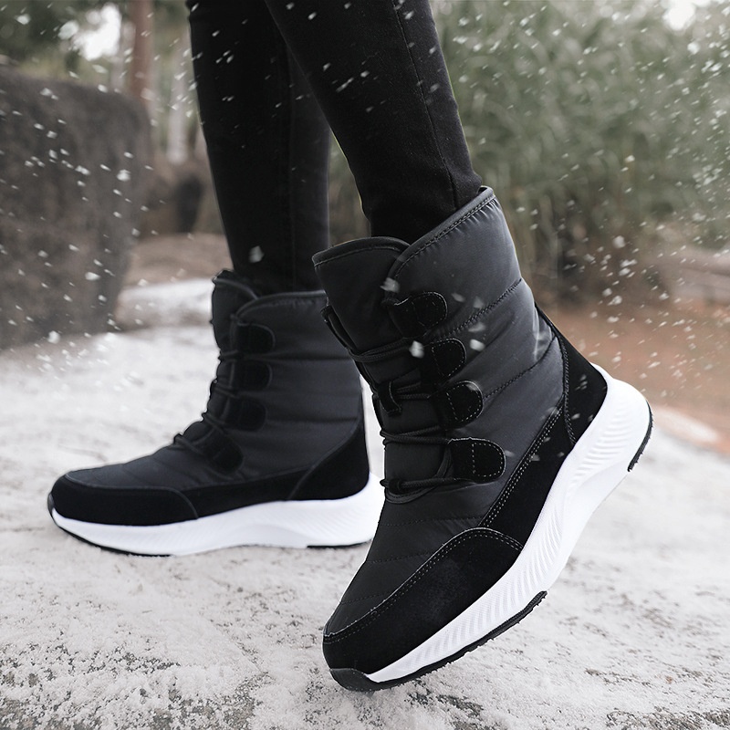 Zees 2023 Northeast Snow Botas de Esqui Femininas para Inverno, Cano Médio, Forradas com Lã e Acolchoadas, Tamanho Grande, Sola Grossa_voghion.com