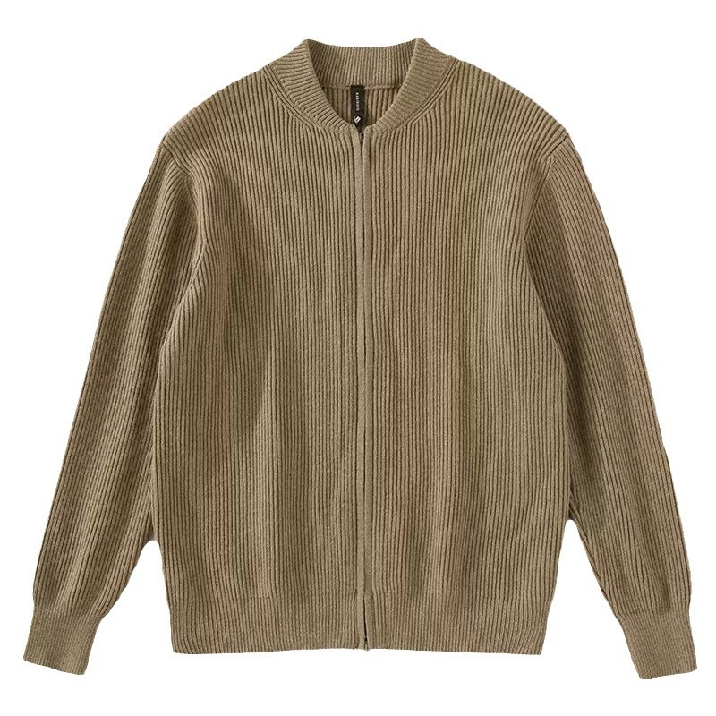 boy Boy Boy Spring And Autumn Doub Zipper Design Cardigan Solid Color Sweater Men's Simp Trendy Versati Knitted Jacket_voghion.com