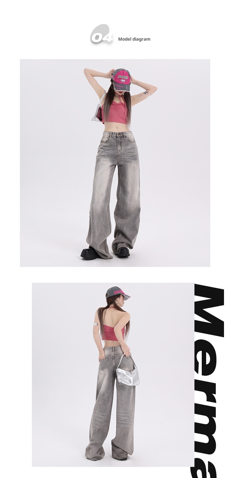 ChicShe Featured Moment Early Autumn New Gray Loose Versatile Trendy American Style Straight Wide-Leg Denim Jeans Long Pants For_voghion.com