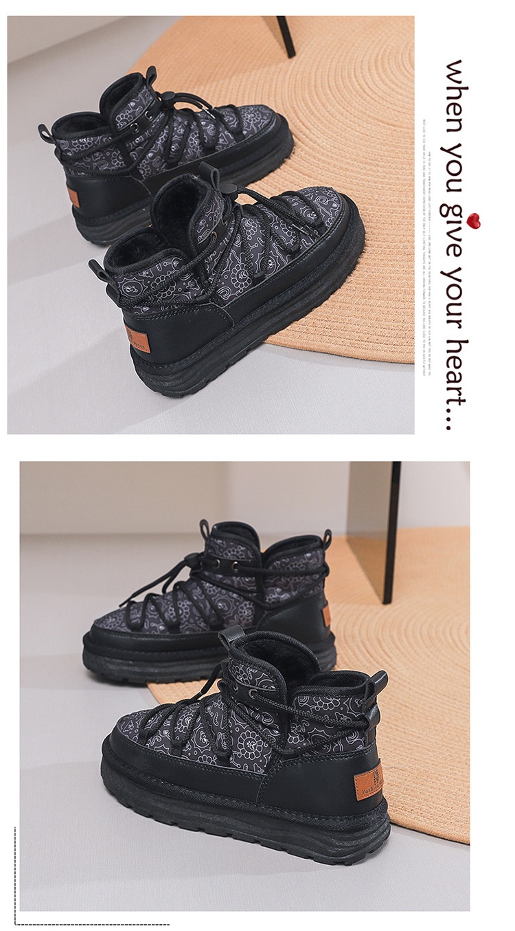 Zees Zees Harbin Outdoor Mid-Calf Snow Boots For Women Winter Warm Fleece Lined Thickened Waterproof Non-Slip Northeast Large Size_voghion.com