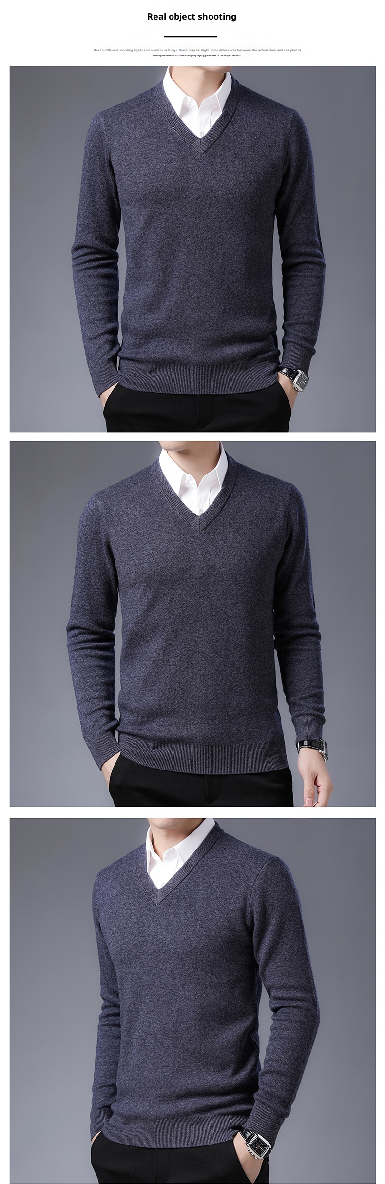 boy Boy Boy Autumn Winter Cashmere For Middle-aged Men V-neck Merino Superfine Wool Thickened Sweater_voghion.com