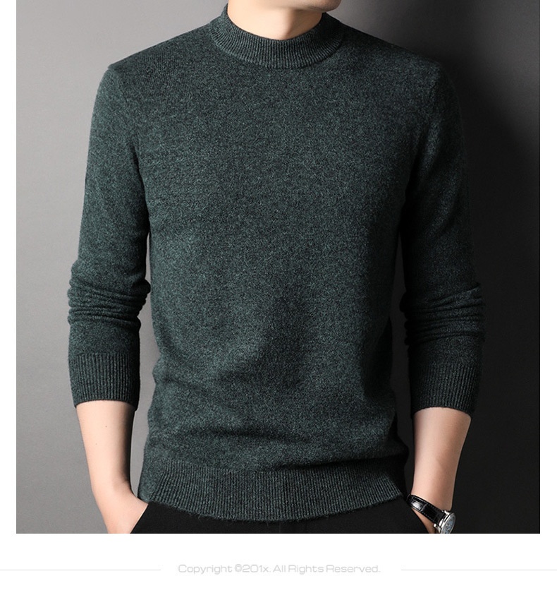 boy Boy Boy 450g Thickened 100% Pure Wool For Men 2024 Autumn Winter New Mature Half Turtleneck Sweater Men's Live Streaming Style_voghion.com