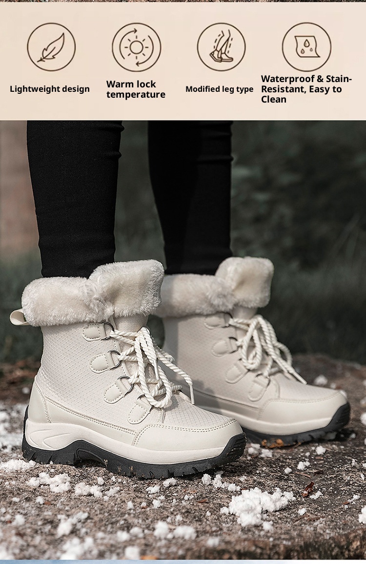 Zees Zees Foreign Trade Export Snow Men' Mid-Calf Women' Winter Fleece-Lined High-Top Warm Ski Boot Northeat Large Cotton_voghion.com