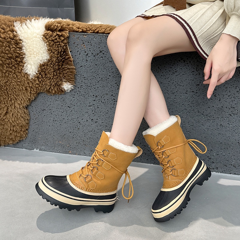 Chaussures de randonnée Zees Outdoor imperméables, antidérapantes, à lacets, pour femmes, collection hiver 2025, en cuir véritable, idéales pour la chasse au canard, résistantes au froid et chaudes._voghion.com