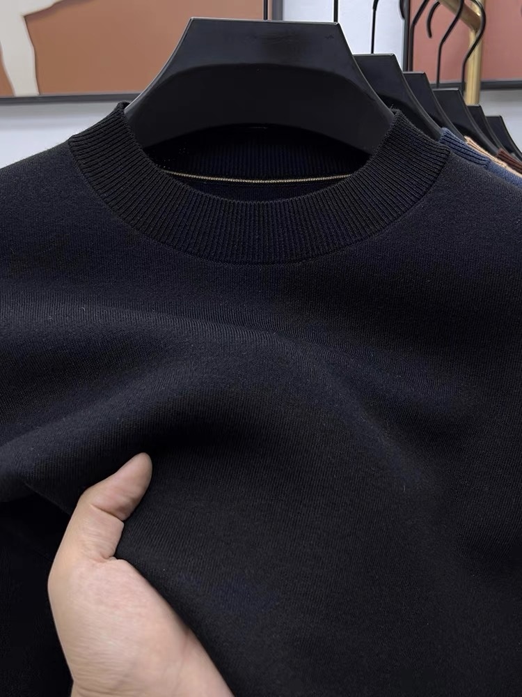 Maglione da uomo in pura lana, 100%, tinta unita, lavabile in lavatrice, girocollo, anti-pilling, con base in maglia_voghion.com