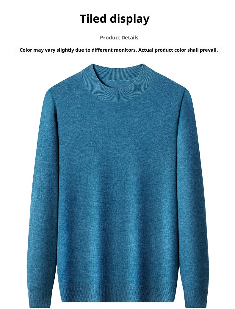 ragazzo Ragazzo Ragazzo Maglia fine a maniche lunghe in lana da uomo, ispessita e calda per autunno e inverno, mezza dolcevita, camicia di base in tinta unita, interno_voghion.com