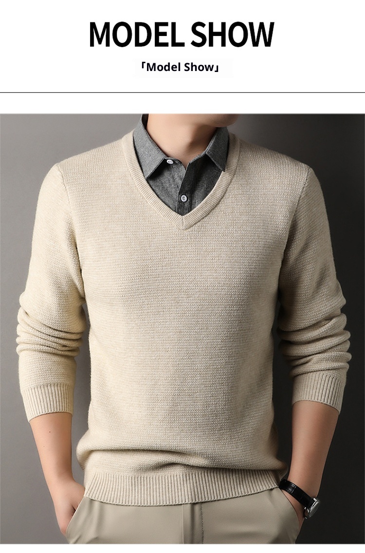boy Boy Boy Fleece-Lined Men's Two-Piece Shirt Collar 2025 Autumn Winter New Thickened Knitted Sweater For Men_voghion.com