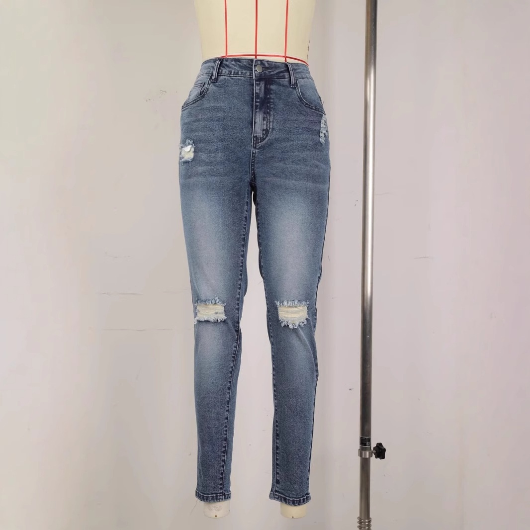 ChicShe Cross-border Stretch Ripped Pants Slim Fit Versatile Elegant Tight Hip-lifting Slimming Women's Jeans_voghion.com