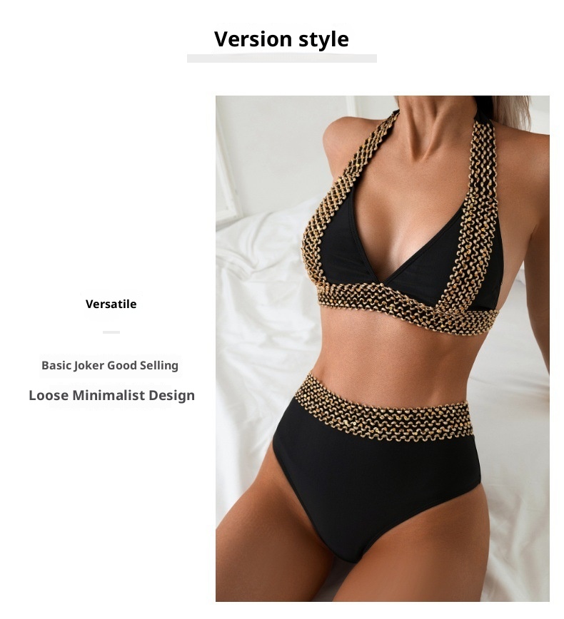 GraceChic GraceChic Women's Swimsuit Two-Piece High-End Feel 2025 European And American New Bikini Solid Color Tight High Waist Push-Up Sexy_voghion.com