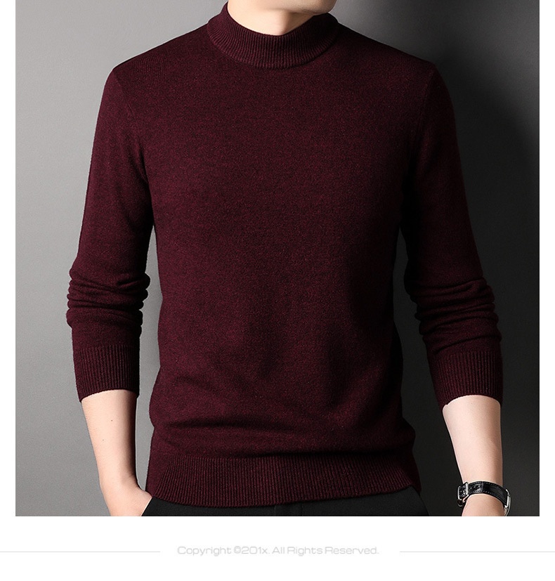 boy Boy Boy 450g Thickened 100% Pure Wool For Men 2024 Autumn Winter New Mature Half Turtleneck Sweater Men's Live Streaming Style_voghion.com