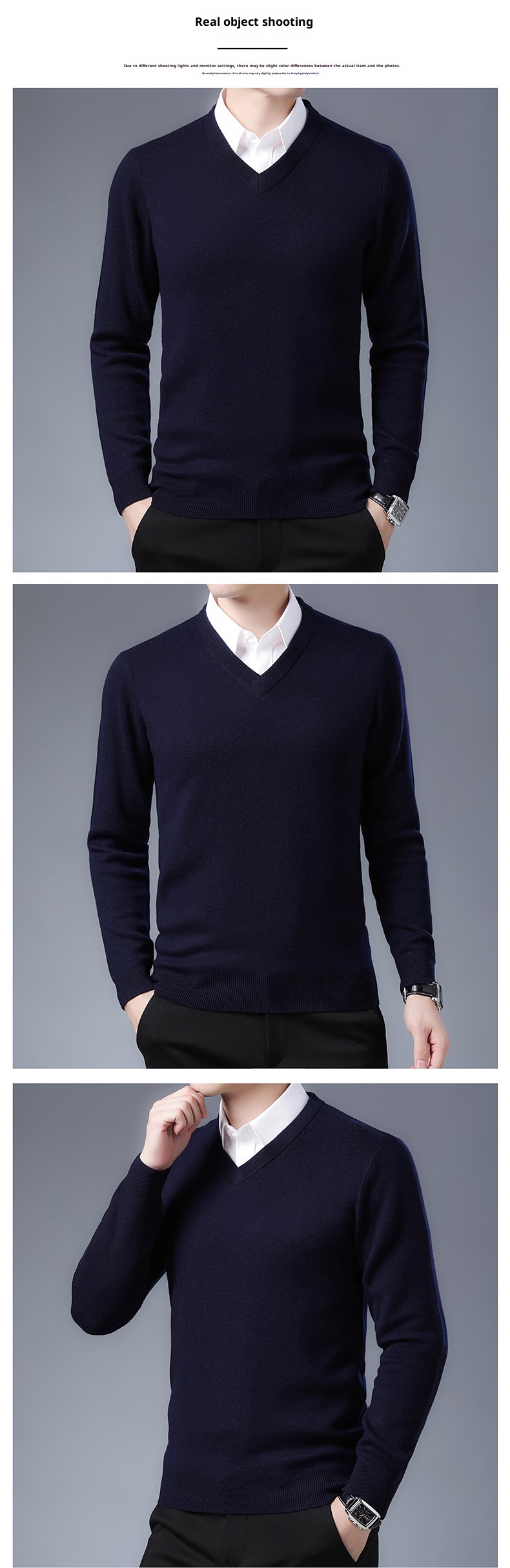 boy Boy Boy Autumn Winter Cashmere For Middle-aged Men V-neck Merino Superfine Wool Thickened Sweater_voghion.com