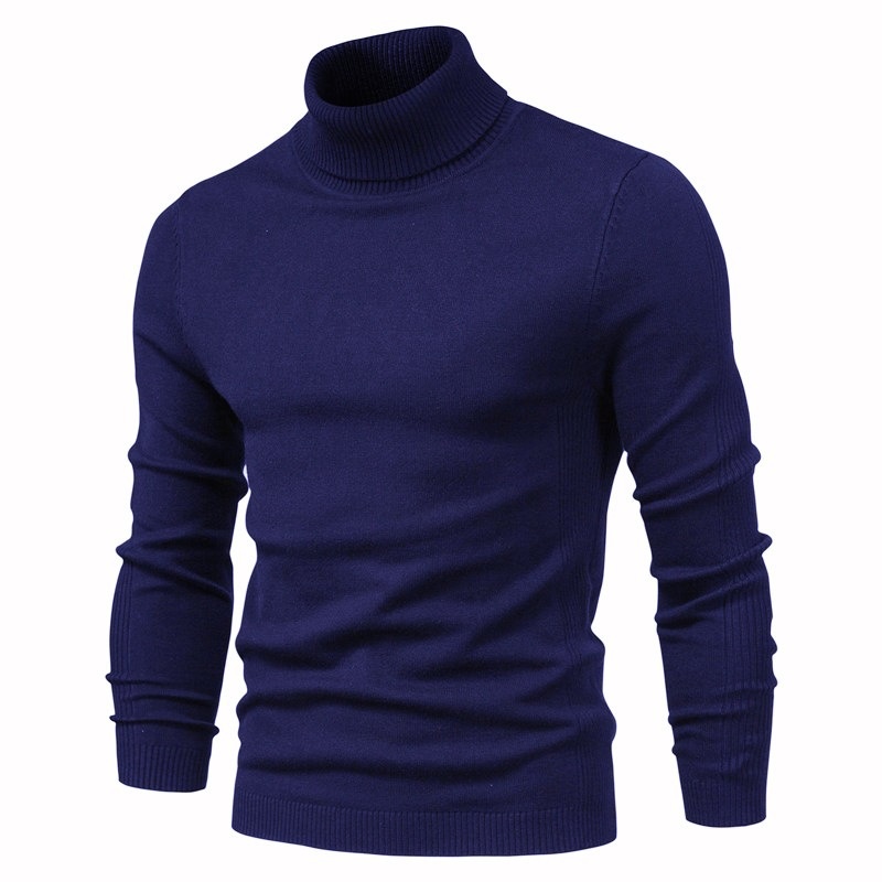 Herrenhemd im europäischen und amerikanischen Stil für Herbst und Winter, Slim Fit, Rollkragenpullover, Strickpullover_voghion.com