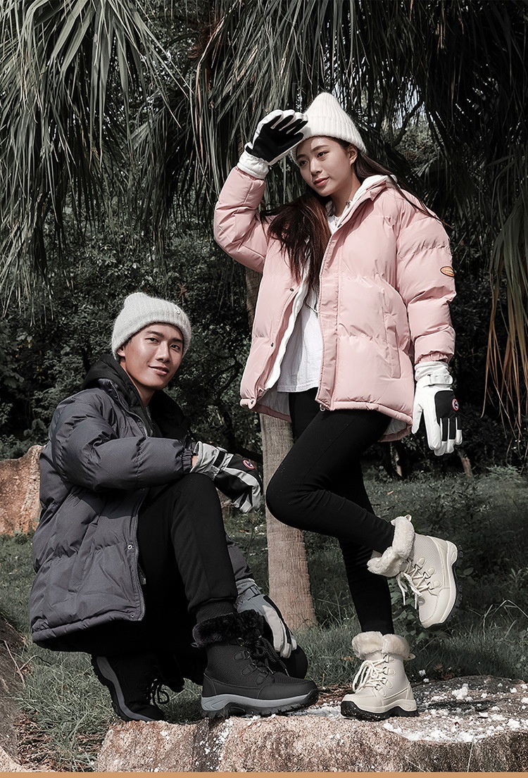 Zees Zees Foreign Trade Export Snow Men' Mid-Calf Women' Winter Fleece-Lined High-Top Warm Ski Boot Northeat Large Cotton_voghion.com