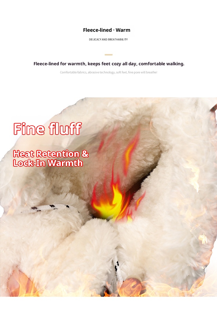 Zees Neue Winterstiefel für Damen, mittelhoch, warm, fleecegefüttert, dick gefüttert, ideal zum Skifahren, aus Baumwolle, große Größen_voghion.com