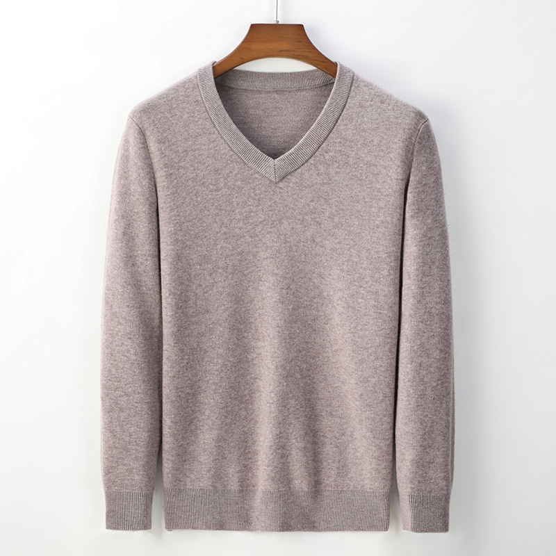 boy Boy Boy Autumn Winter Cashmere For Middle-aged Men V-neck Merino Superfine Wool Thickened Sweater_voghion.com