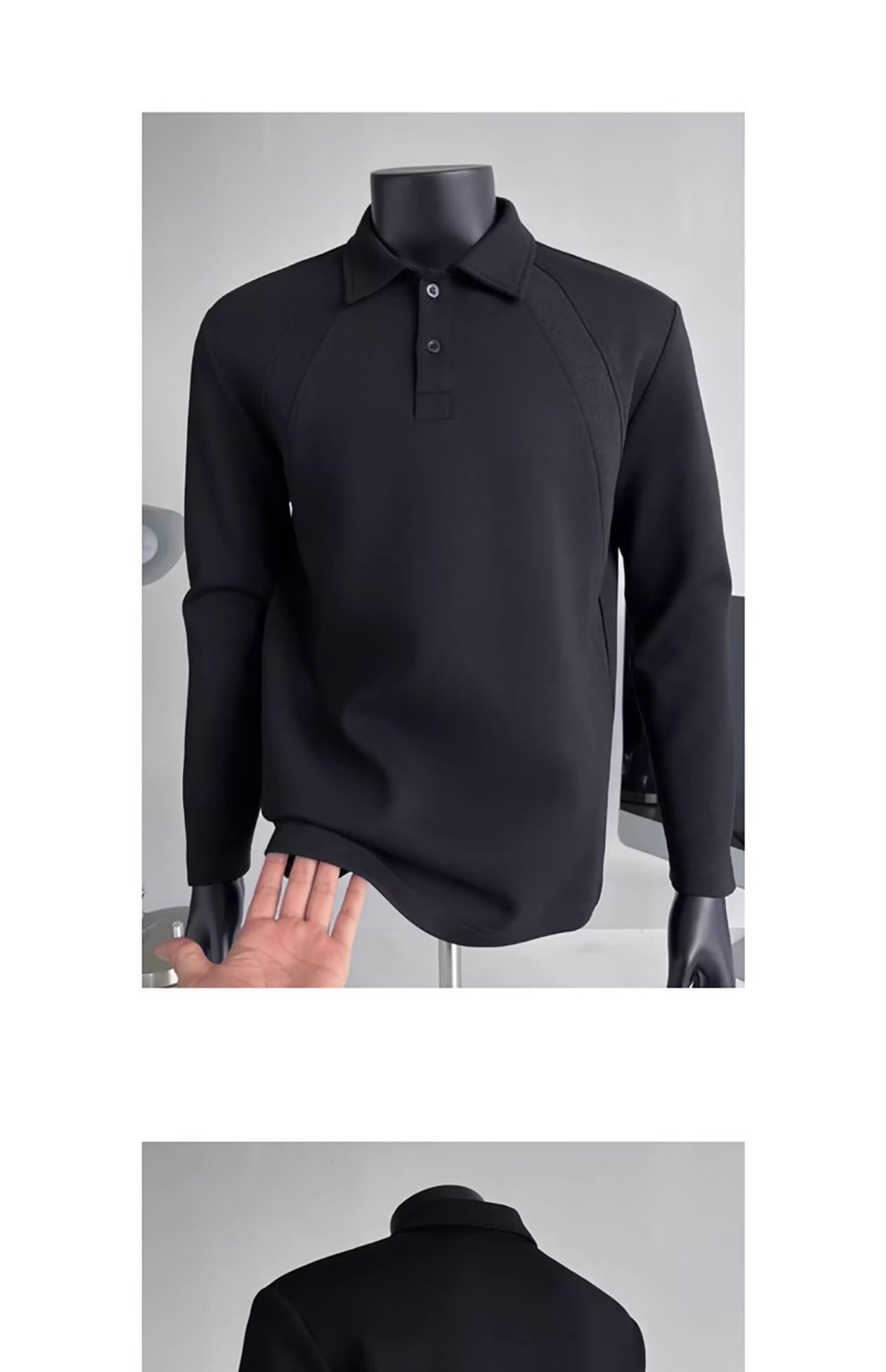 Polo patchwork rétro américain Boy pour homme, marque tendance printemps-automne, coupe ample et décontractée à manches longues_voghion.com