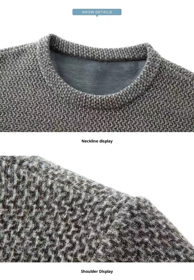 ragazzo Ragazzo Ragazzo Live Maglione lavorato a maglia invernale foderato in pile, collo rotondo, strato di base ispessito, abbigliamento da uomo Dropshipping_voghion.com