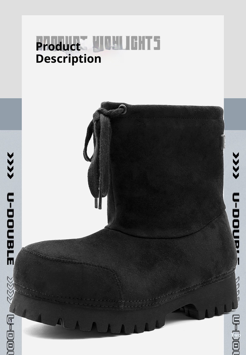 Zees Zees 2025 Winter New Thick-Soled Fashionable Drawstring Big-Toe Snow Boots For Women, Non-Slip Ugly-Cute Ski Thickened Warm_voghion.com