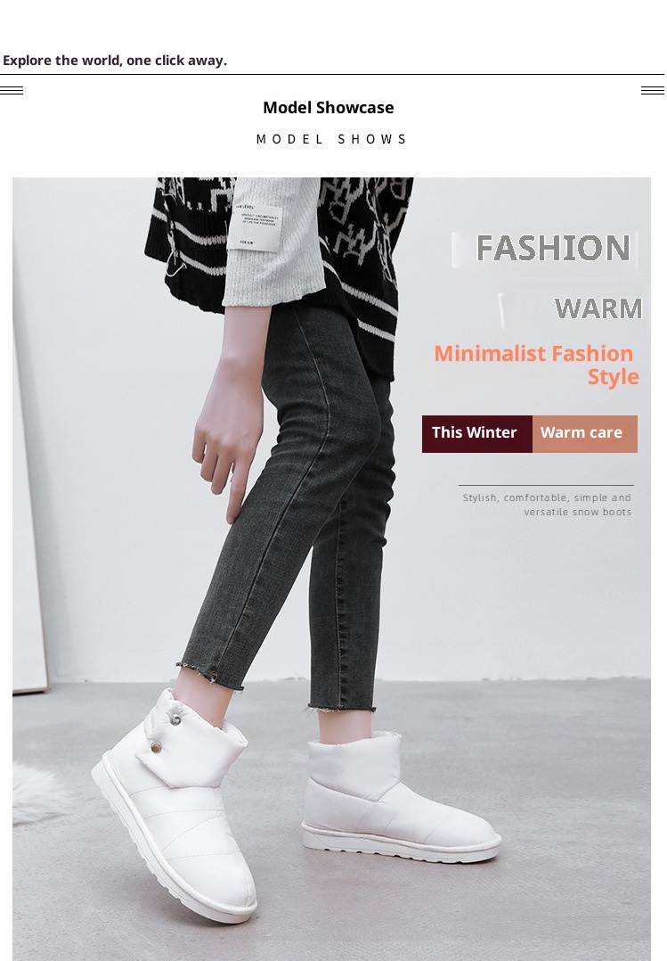 Zees Winter New Fleece-Lined Waterproof Non-Slip Thick-Soled Solid Color Snow Thickened Flat Women's Boots Short Fashion_voghion.com