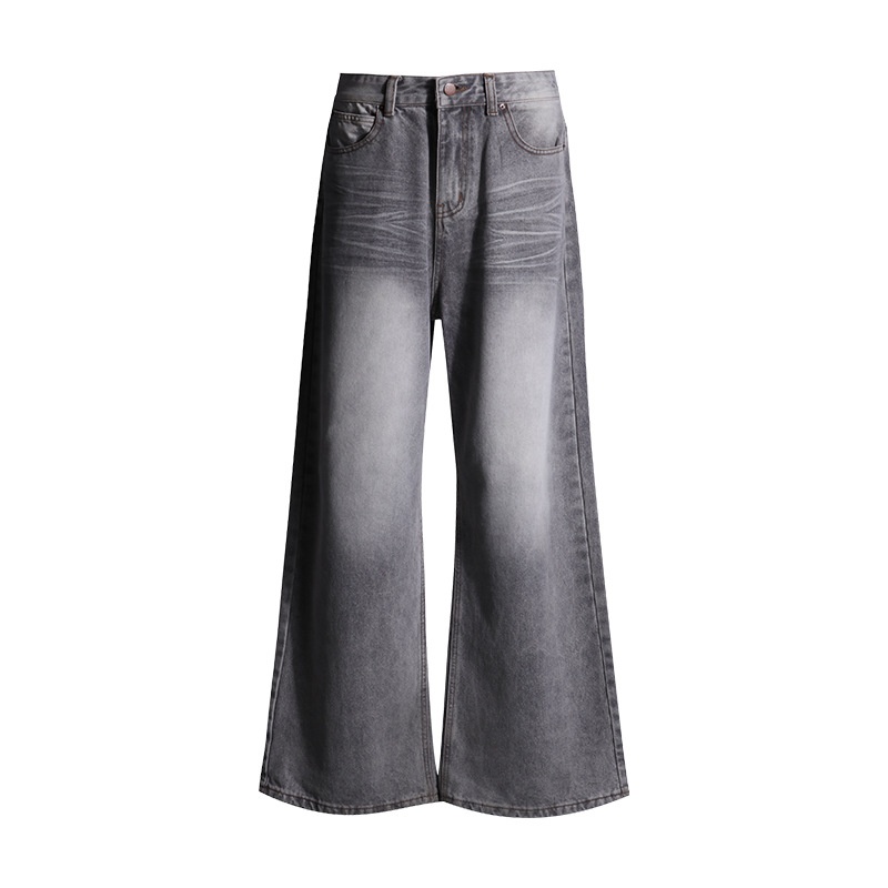 ChicShe Featured Moment Early Autumn New Gray Loose Versatile Trendy American Style Straight Wide-Leg Denim Jeans Long Pants For_voghion.com