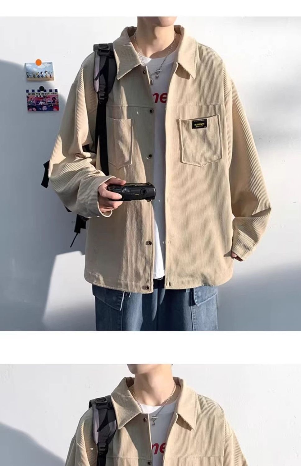 ragazzo Ragazzo Camicia in velluto a coste Primavera e Autunno Completo 2025 Nuovo Stile Bello Giacca da Giovane Uomo Set da Tre Pezzi_voghion.com