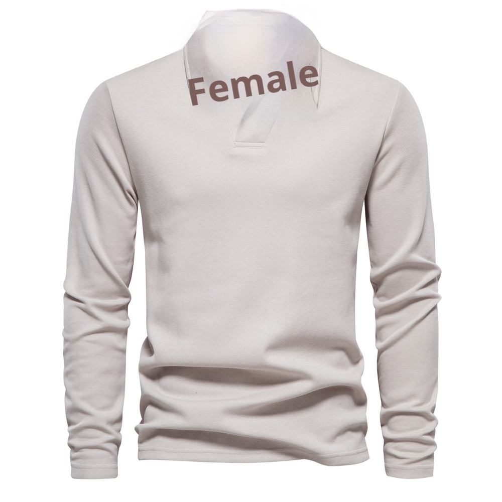 T-shirt garçon printemps-automne, manches longues, col croisé, coupe décontractée, couleur unie, col rabattu tendance_voghion.com