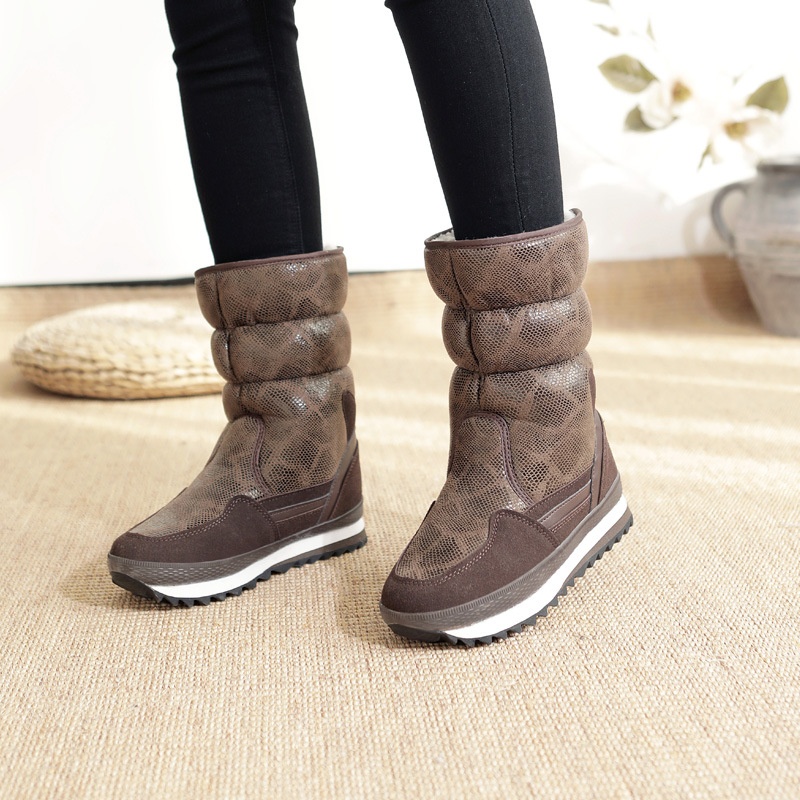 Zees Winter Nieuwe Modetrend Verdikte Sneeuwbestendige Antislip Warme Ski Lichtgewicht Halfhoge Katoenen Schoenen Dames Sneeuwlaarzen_voghion.com