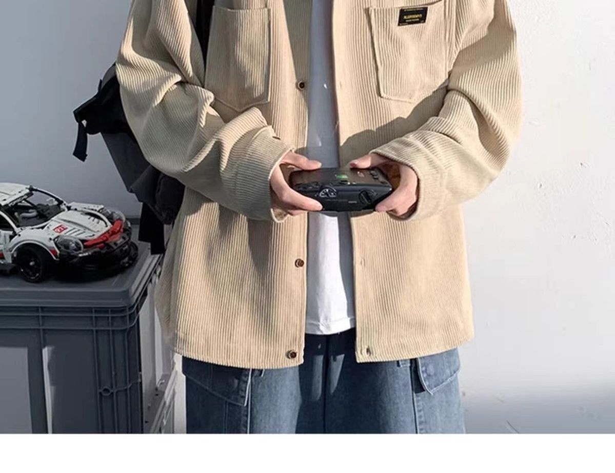 ragazzo Ragazzo Camicia in velluto a coste Primavera e Autunno Completo 2025 Nuovo Stile Bello Giacca da Giovane Uomo Set da Tre Pezzi_voghion.com