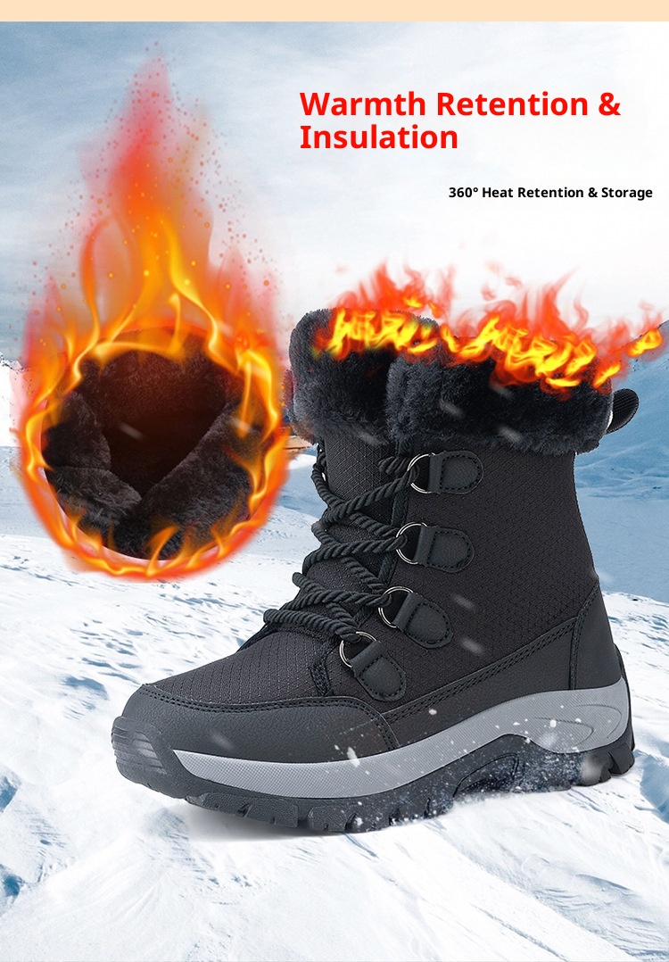 Zees Zees Foreign Trade Export Snow Men' Mid-Calf Women' Winter Fleece-Lined High-Top Warm Ski Boot Northeat Large Cotton_voghion.com