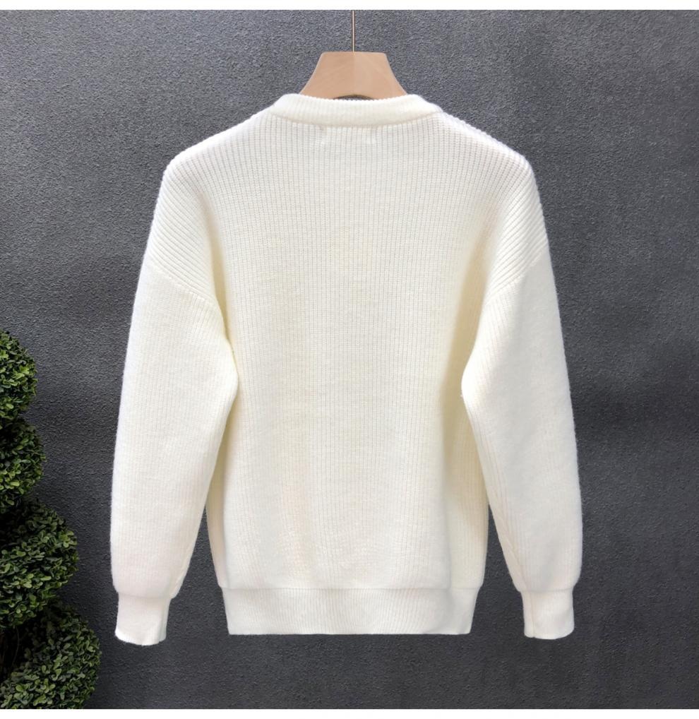 boy Boy Boy Simple And Elegant Sweater For Men, Trendy Solid Color Base Layer Knitted Top, 2023 Winter New Men's Warm Shirt_voghion.com
