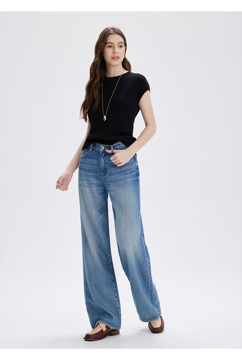 ChicShe 2025 New Spring And Autumn Lyocell High-End Women's Jeans Non-Stretch Loose High-Waist Nine-Point Straight Long Pants_voghion.com