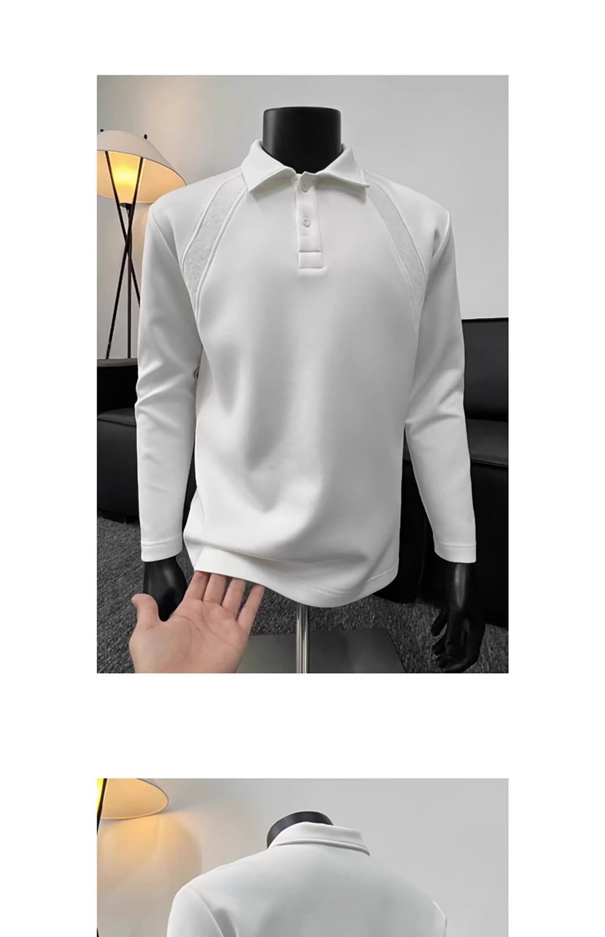 Polo patchwork rétro américain Boy pour homme, marque tendance printemps-automne, coupe ample et décontractée à manches longues_voghion.com