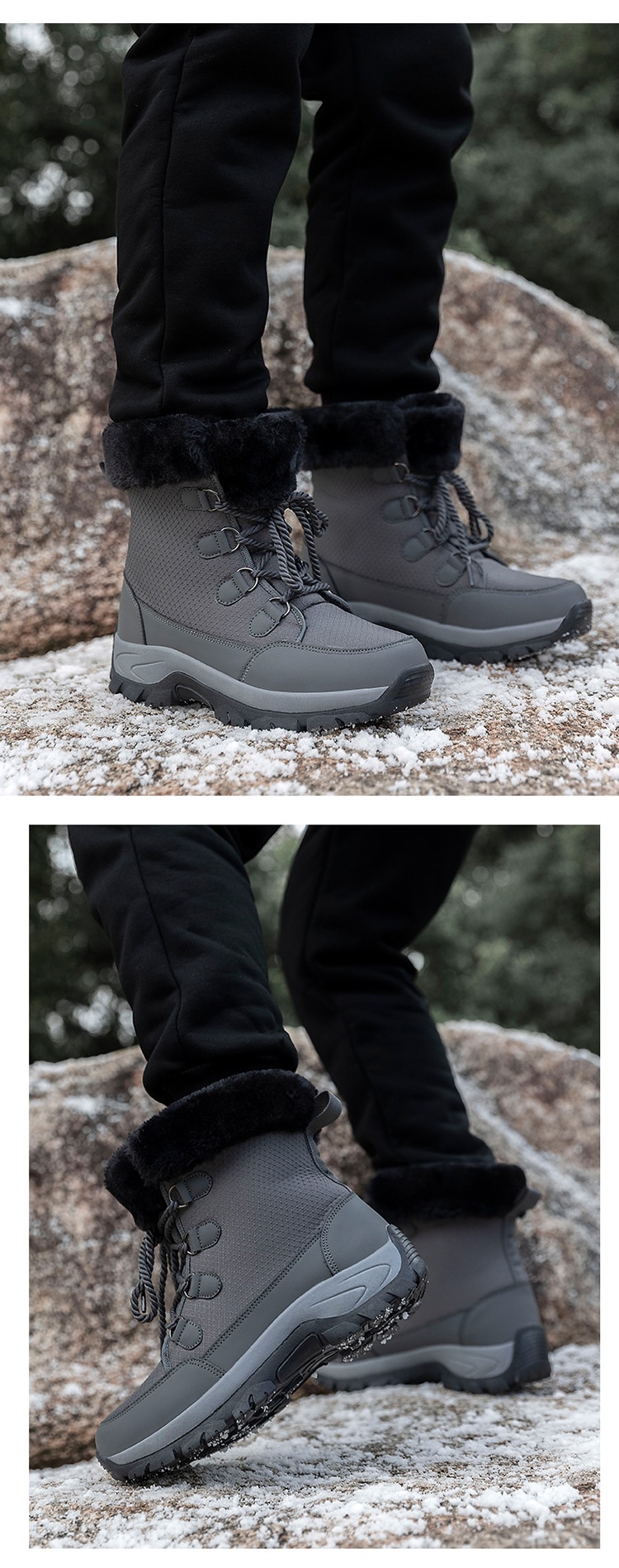 Zees Zees Foreign Trade Export Snow Men' Mid-Calf Women' Winter Fleece-Lined High-Top Warm Ski Boot Northeat Large Cotton_voghion.com