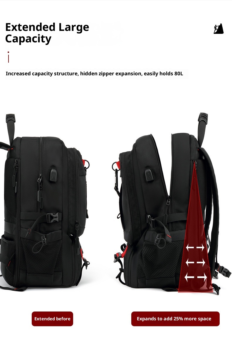 Sac à dos de randonnée ActiveGo, grande capacité, avec port USB, pour femmes et hommes, idéal pour les voyages d'affaires et de loisirs. Respirant._voghion.com