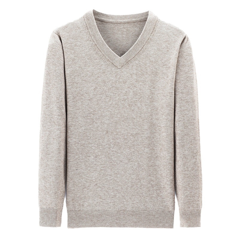 boy Boy Boy Factory Store Men Winter Thickened Wool V-Neck Knitted Sweater Loose Fit For Middle-Aged Dad Men's Base Layer_voghion.com