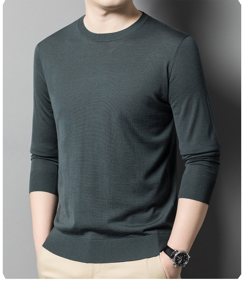 Maglione in lana fine anni '60, lavabile in lavatrice, da uomo, girocollo stretto, manica lunga, lavorato a maglia, primavera autunno, sottile_voghion.com