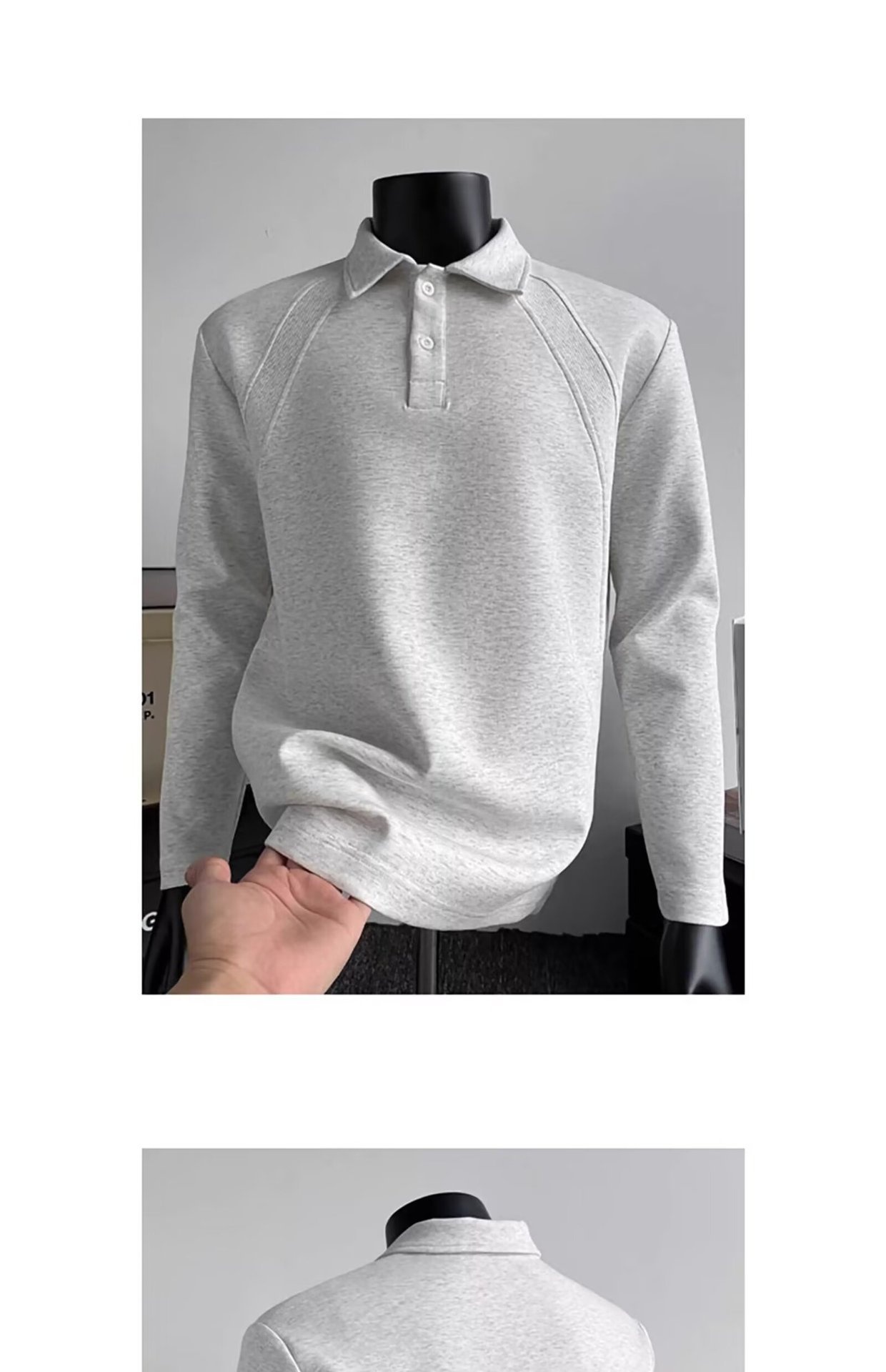 Polo patchwork rétro américain Boy pour homme, marque tendance printemps-automne, coupe ample et décontractée à manches longues_voghion.com