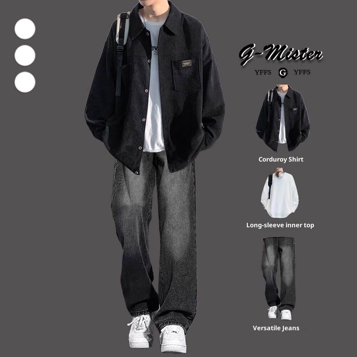 ragazzo Ragazzo Camicia in velluto a coste Primavera e Autunno Completo 2025 Nuovo Stile Bello Giacca da Giovane Uomo Set da Tre Pezzi_voghion.com