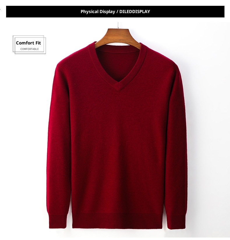 boy Boy Boy Autumn Winter Cashmere For Middle-aged Men V-neck Merino Superfine Wool Thickened Sweater_voghion.com