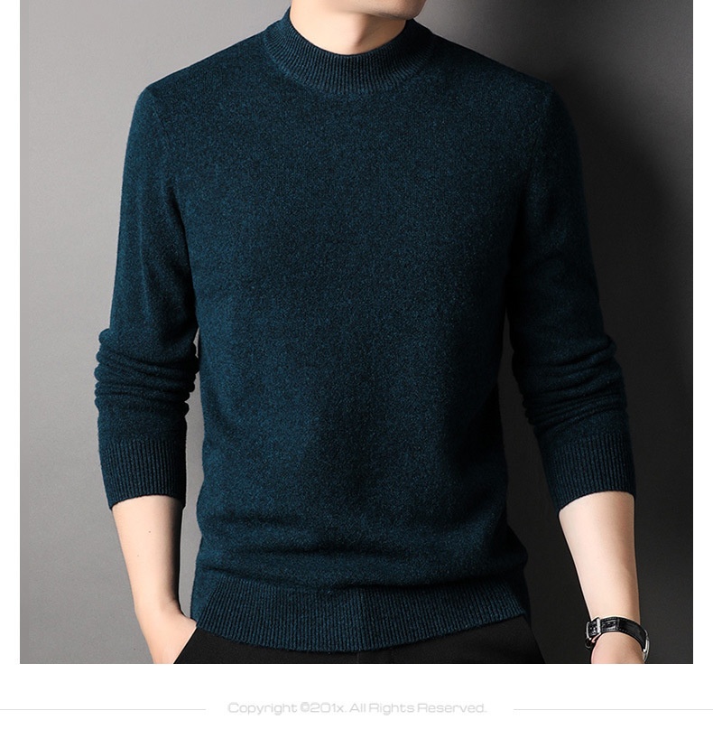 boy Boy Boy 450g Thickened 100% Pure Wool For Men 2024 Autumn Winter New Mature Half Turtleneck Sweater Men's Live Streaming Style_voghion.com