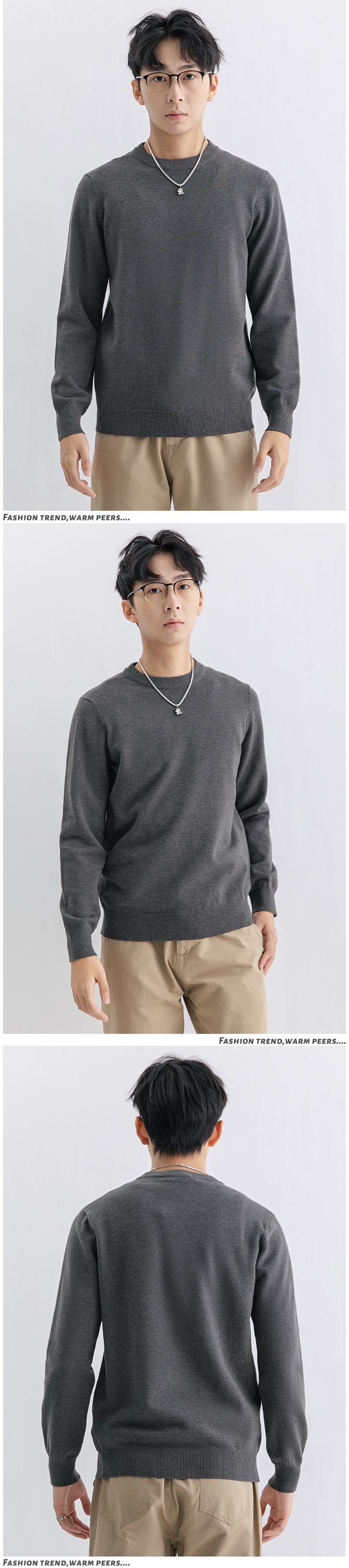 Maglione caldo versatile lavorato a maglia a maniche lunghe da uomo, in lana invernale, con scollo rotondo, per ragazzo, Boy Boy Yimeng_voghion.com