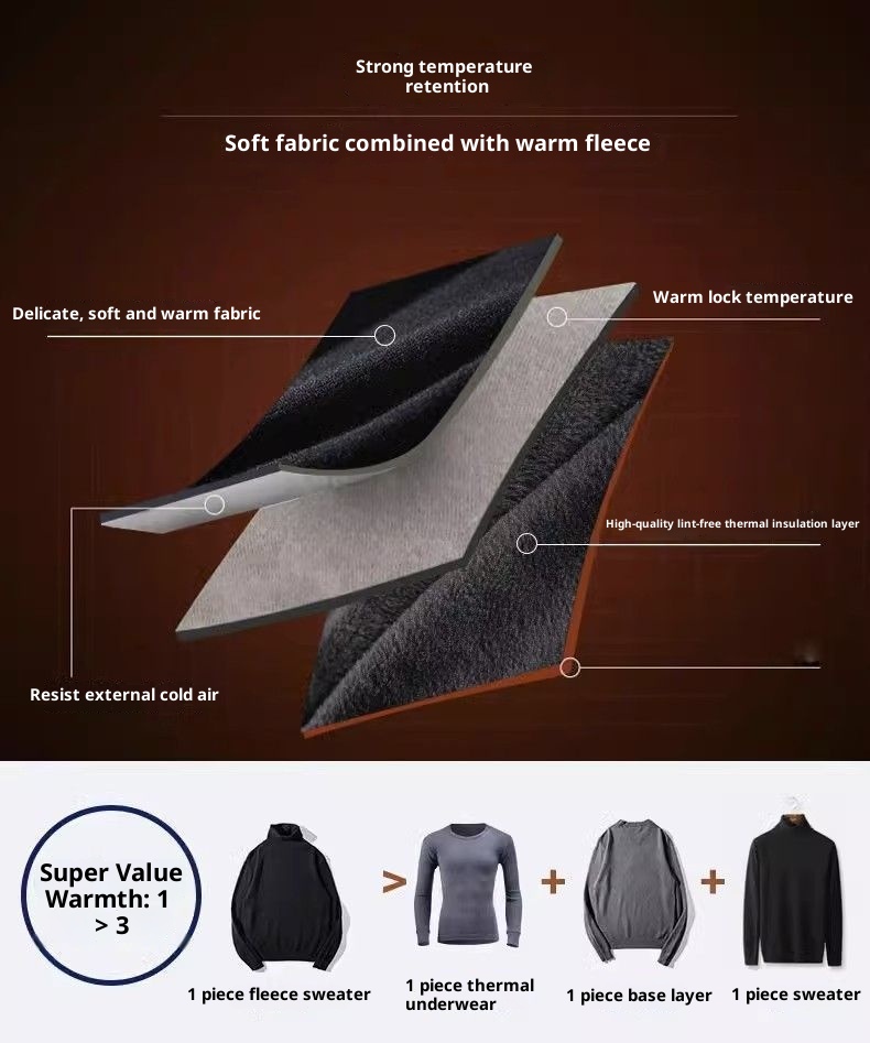 boy Boy Boy Half Turtleneck Sweater For Men, Fleece-Lined, Warm, Autumn And Base Layer, Men's Winter Solid Black Knitwear_voghion.com